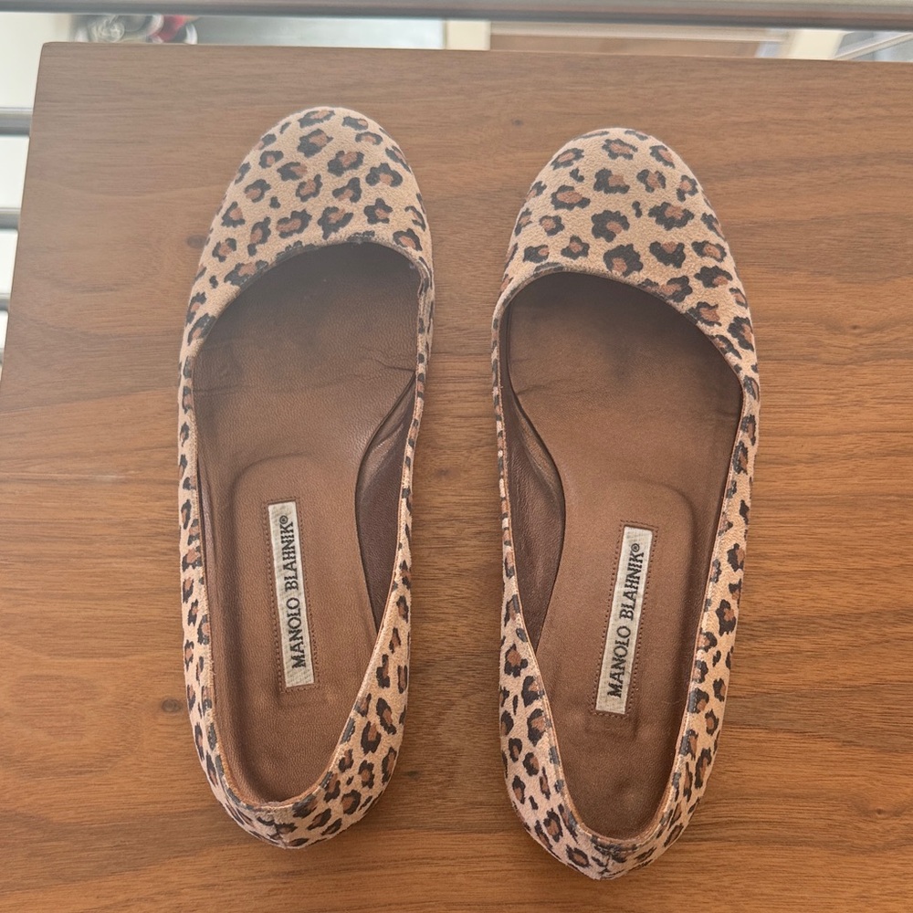 Manolo Blahnik Animal Print Flats